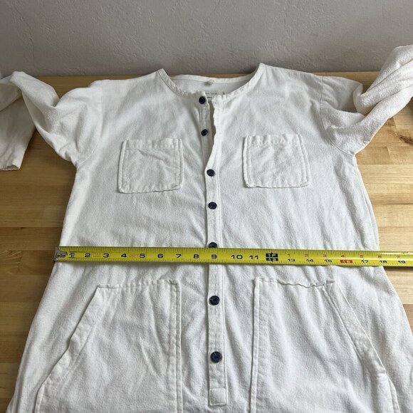 Nico Nico White Button Down Utility Flannel Long Sleeve Jumpsuit Size Medium - Picture 10 of 12